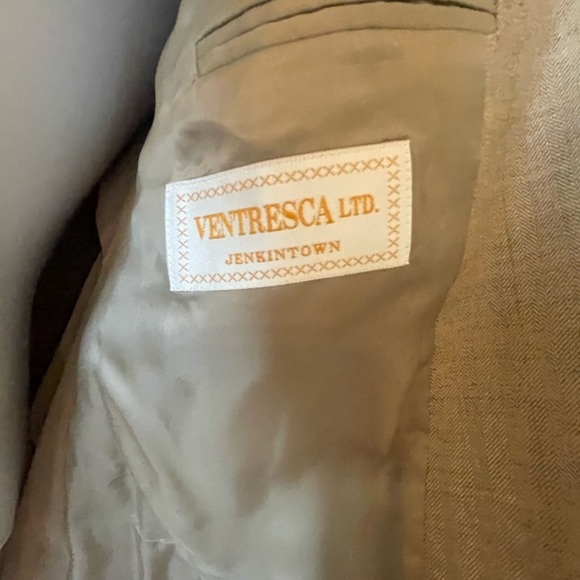 Ermenegildo Zegna Fine Wool Tan Blazer Sport Coat Jacket Tan 44L w/ blue yellow - Picture 3 of 10